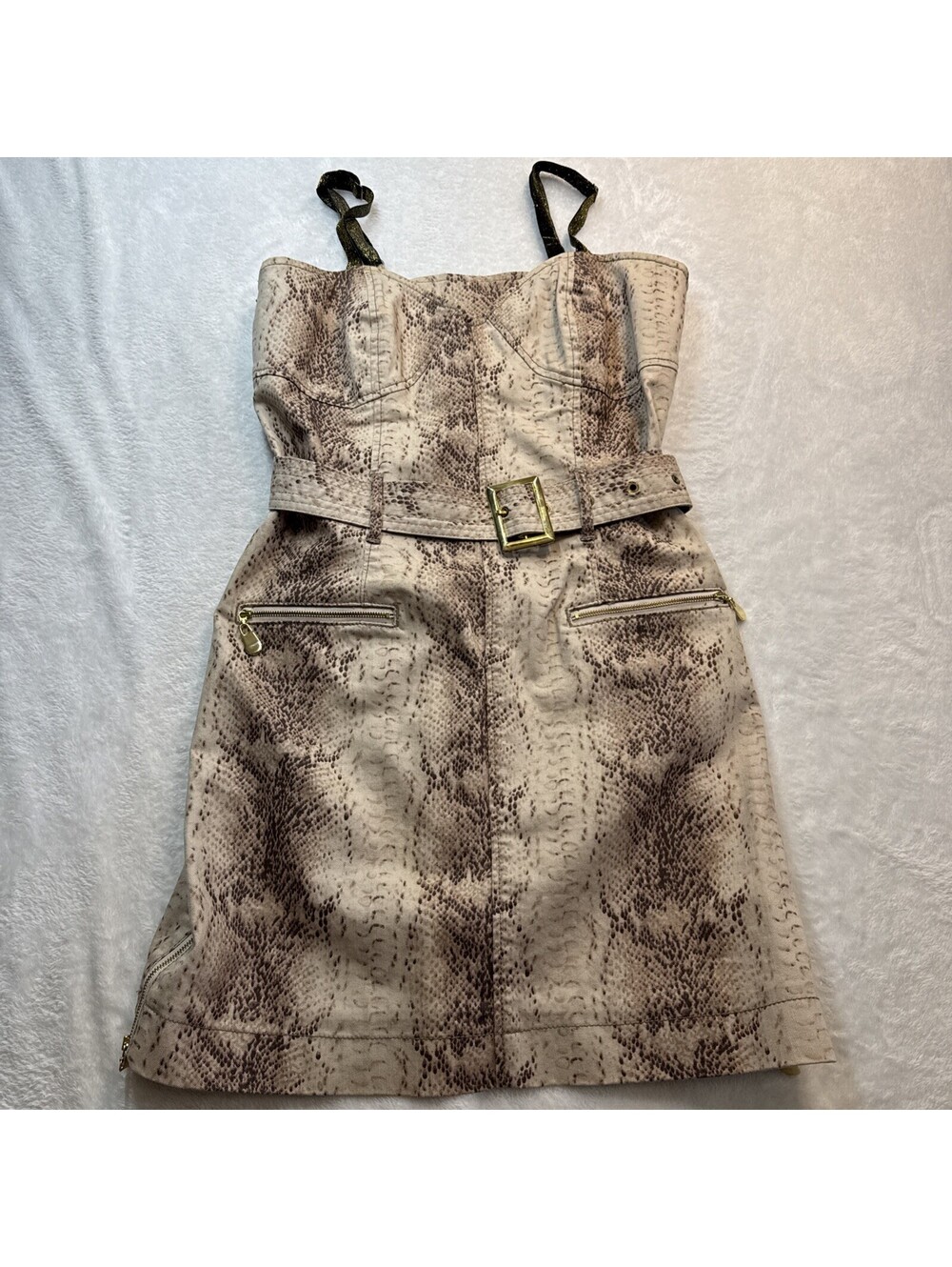 Vintage Y2K Sean John Sweetheart Mini Dress Womens 13 Snake Skin HTF (2407)